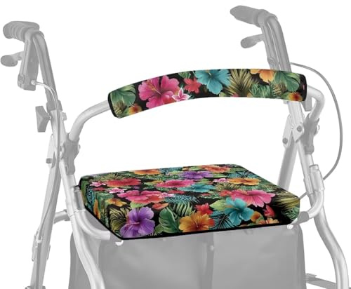ASQVTIFE Morning Glory Walker - Juego de cojines acolchados para asiento y respaldo para personas mayores en vida asistida, andador con piezas de repuesto
