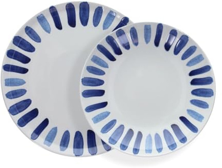 Tognana Az Panarea, rotondo piano 28 cm, porcellana, bianco-blu, Made in Italy