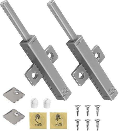 2 Stück Push to Open Türöffner Magnetschnäpper Drucktüröffner 48N | Magnetischer Türverschluss mit Schrauben und Unterlegscheiben Feder Freigabe Fangen für Kleiderschrank