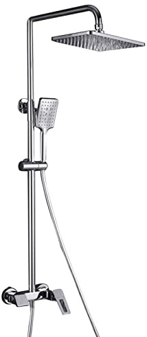 Shower System Wall Mounted 3 Functions High Pressure Shower Faucet Set for Bathroom, Copper Luxury Shower Head and 3-Mode Hand Held Spray Shower Combo