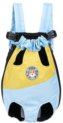 Katzenrucksack aus Oxford-Gewebe, mit verstellbaren Riemen und Sicherheitsschnalle, praktisch für Reisen, für kleine und mittelgroße Hunde, Blaugelb, S bis XXL