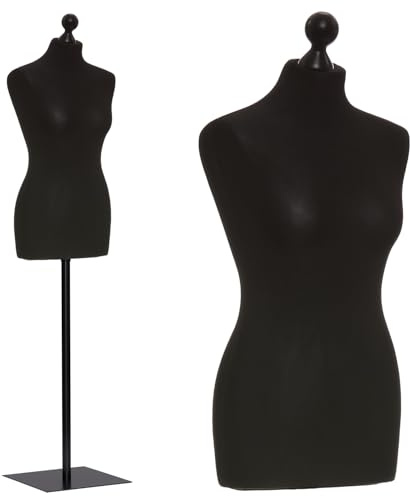 DummyDoll Schneiderpuppe weiblich Größe 36/38, Überzug schwarz, Fuß Metallplatte + Knauf schwarz