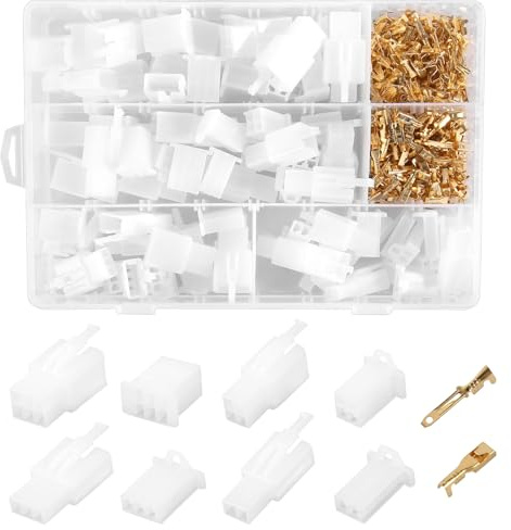380 Stück Kabel Steckverbinder, 2 3 4 6 Polig Flachsteckhülsen kfz Stecker Set, 2.8mm Pitch Männlich Weiblich Stecker Gehäuse und Pin Header Crimp Kabelklemmen für Auto Motorrad Fahrrad
