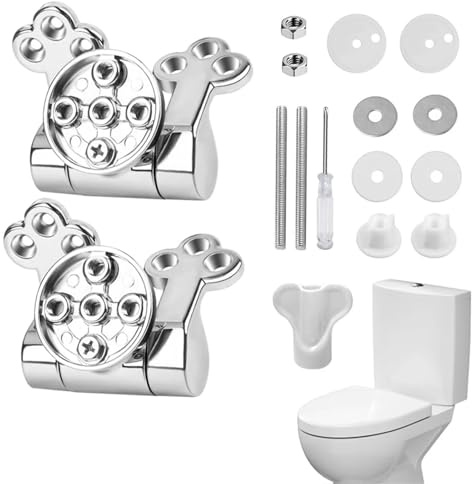 WC Sitz Scharniere Ersatzteile, WC Sitz Scharnier Zink Legierung für Toilettendeckel mit Absenkautomatik, Toilettendeckel Scharniere, Set Passend für Den Meisten Toilettensitze