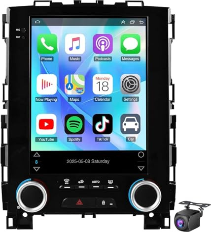 Ecpuk Car Radio For For Re-nault Megane 4/Koleos/Samsung SM6/Talisman 2017-2019,9.7 Inch Touch Screen Stereo With Carplay Android Auto/Bluetooth/WiFi/GPS/Bluetooth/EQ/FM Reverse Camera(Size:M700)