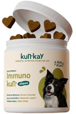 ImmunoKun - Probióticos para Apoyo Digestivo para Perros - 60 Chews | Premios saludables, Beta-glucanos para refuerzo inmunitario, Apoyo digestivo y leishmaniasis, Sin químicos