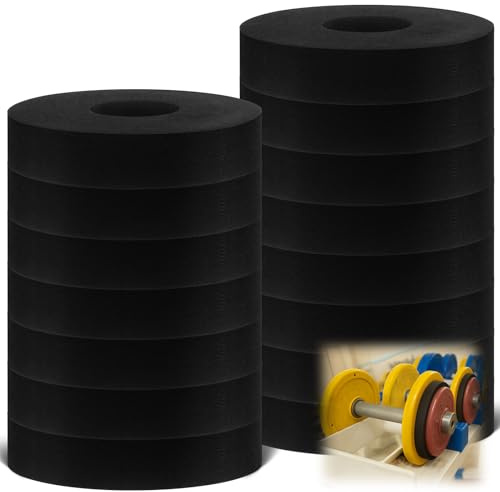 Otoolling 15 Pcs Weight Spacer Sled Spacers Set, 2 Inch Center Hole Dumbbell Barbell Weighing Plate Spacers Absorbing Rubber Washers for Home Gym Weight Training Lifting, Sled Push Pull Workouts