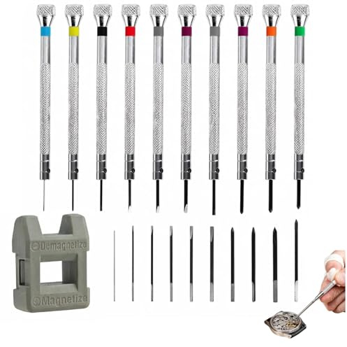 21 Pcs Watchmakers Screwdriver Set 0.6-1.6mm Precision Screwdriver Kit with Magnetizer & Demagnetizer for Watch Eyeglasses Jewelry Electronics Repair DIY Craft
