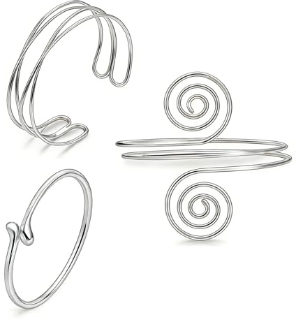 FANCYWUXI 3 Stück Oberarmreif Gold Set,Minimalistische Spule Oberes Armband | Verstellbar Geschichteter Armreifen Oberarm Damen Armreif Stapelbarer Schmuck Für Partys Und Besondere Anlässe