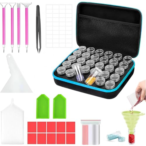 Dexpally Diamond Painting Kit Completo 30 Slots con Diamond Painting Accessori, 5D Kit Diamond Painting Professionale per DIY, Unghie, Gioielli, Artigianato e Punto Croce Pittura