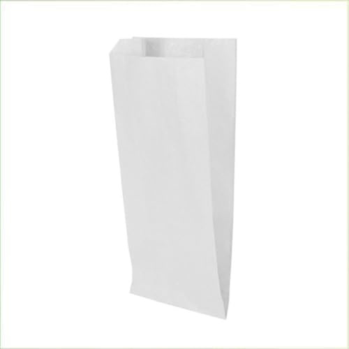 Palucart 200 Sacchetti di Carta per Alimenti colore Bianco, misura 17x34 cm, Buste in carta Kraft per Trasporto di Cibi e Oggetti - M