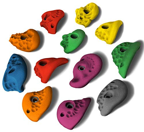 ALPIDEX 12 Klettergriffe L | Henkelgriffe | Strukturierte Oberflächen | Größe L | Mitteltiefe Hinterschneidungen | Klettersteine | Verschiedene Ausformungen Farben - Farbe:Mixed Colour