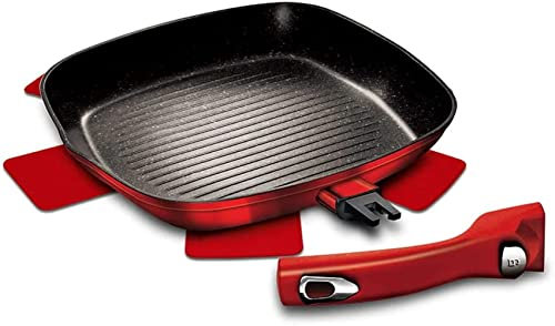 Berlinger Haus - BH/1947 - Grill Pan, 28 cm, con un agarre extraíble, edición de Borgoña de Línea de Metal, Protector Freelance