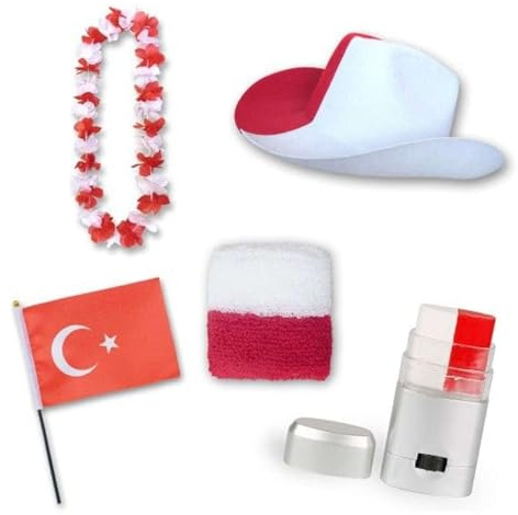 Sonia Originelli Fan-Set Türkei Fan-Set 2 - Türkische Fanartikel EM WM Fußball Party Karneval