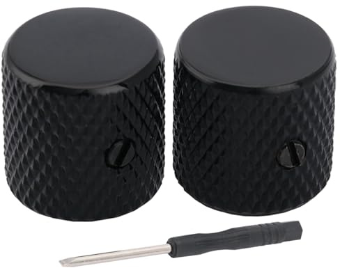 Musiclily Pro Dome PotiKnöpfe Flache Oberfläche Schraubbar Schwarz 2er Set | Stahl, für E-Gitarre Bass