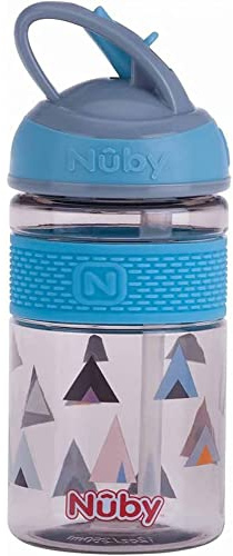 Nuby - 2 in 1, Trinkhalmbecher mit hartem Mundstück aus Tritan™ - 360 ml - Blau - 4 Jahre+
