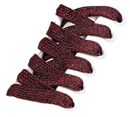 GIVBRO Lacets à paillettes en tresse pour chaussures, cordes plates en tresse pour accessoires de chaussures, décoration pour chaussures de marche décontractées et baskets - Vin rouge - 140 cm