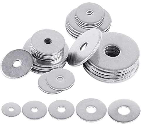 Glarks 100 Stück M3 x 15 mm große Kotflügel-Unterlegscheiben 304 Edelstahl flache Unterlegscheiben Set für Schrauben Hardware Schloss
