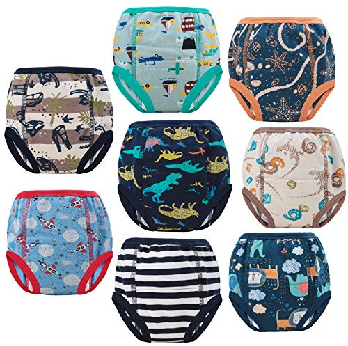 FLYISH DIRECT Calzones de Entrenamiento para Niño, Pantalones de Entrenamiento para IR al Baño para Niños, 100% Algodón, Ropa Interior de Entrenamiento para Orinal, Negro, 7 años