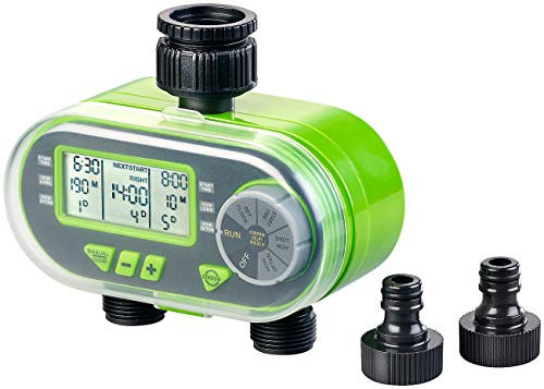 Royal Gardineer Digitale Wasseruhr: Digitaler Bewässerungscomputer mit 2 Anschlüssen (refurbished) (Bewässerungscomputer mit Verteiler, automatisches Bewässerungsgerät)