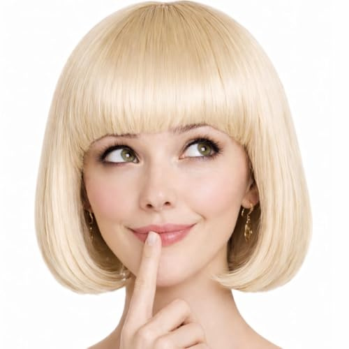 Hatstar Bob Perücke Hellblond, Charleston-Perücke für Damen und Herren, Kostüm Accessoire für Karneval, Fasching und Halloween, 100% Polyester