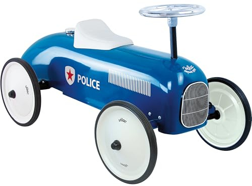 Vilac - Carrier auto vintage della polizia - Giocattolo in metallo - Ruote silenziose - Volante Direzionale - Decorazione - Blu - per bambini a partire da 18 mesi