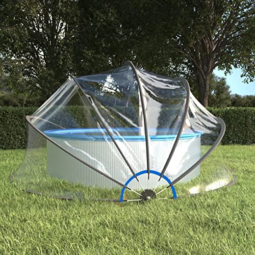 Homgoday Pool-Kuppel Poolüberdachung Pooldach Pool Abdeckung Gartendach Schwimmbadabdeckung Pooldach Poolabdeckung Dach für Aufstellpools Pool überdachung 467x234 cm PVC