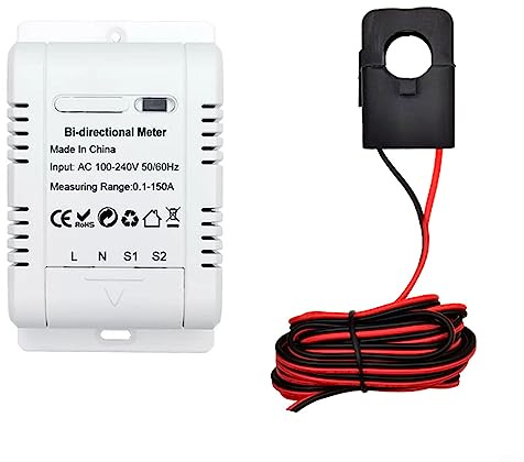 SPORTARC pour Tuya Compteur d'énergie intelligent Wi-Fi monophasé 150 A sur rail DIN, compteur d'énergie Wi-Fi bidirectionnel intelligent, 150 A, transformateur de capteur de courant