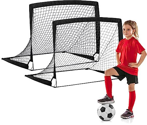 PATIKIL Fußballtore 4x3' Tragbar Faltbares Fußballnetz Set von 2 Folding Fußball Training Tor für Backyard mit Carry Bag für Jugend Soccer Practice Schwarz
