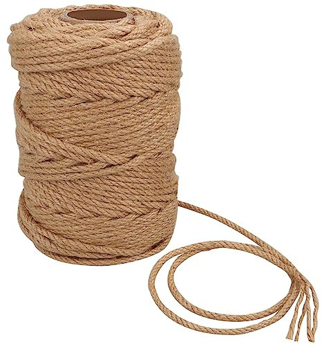ASelected Rope 50m x 6mm Natural Jute Rope Sisal Rope for Cat Scratcher Garden Bundling, Repair Cat Tree(Brown)
