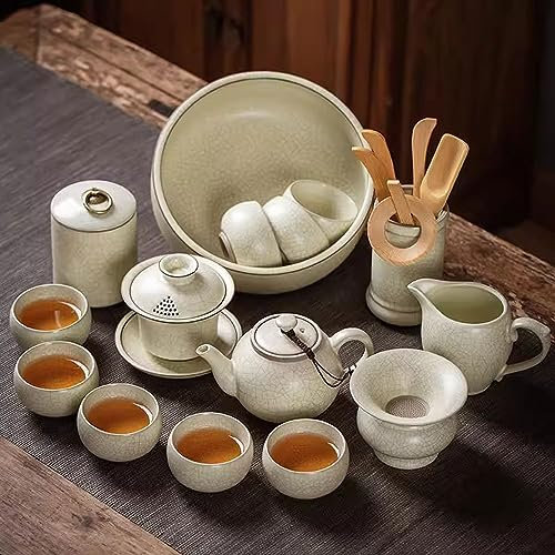 BBAUER teiera marocchina teiera giapponese Set da tè Ru Kiln Kung Fu di lusso leggero, cofanetto regalo per teiera in ceramica per uso domestico(Color:D,Size:)