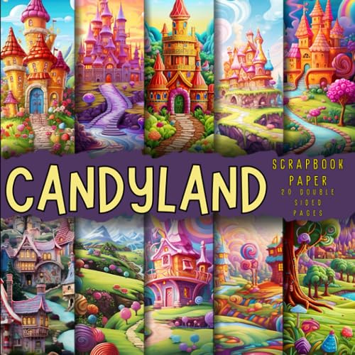 Candyland scrapbook paper, 8.5x8.5, 10 Designs, 20 Double-Sided Sheets: Fantasy Scrapbooking Paper for Junk Journals, Decorative craft Paper for Gift, ... & Mixed Media, Origami, Collage & Card Making