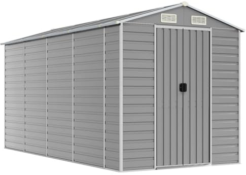 vidaXL Gartenhaus Hellgrau 191x385x198 cm Verzinkter Stahl