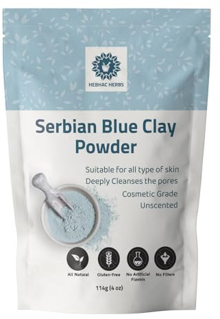 Serbian Blue Clay Powder for Facial Masks, Creams, Skin Tightening, Body Wraps, Scrubs, and Soap Making | 114 g - 4 oz