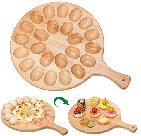 Fellflying Wende-Eierplatte Aus Mit 24 Löchern – Runder Eierbehälter Aus Mit Eierlöchern Und Robustem Griff Für Die Präsentation Oder Aufbewahrung Im Küchenkühlschrank Oder Auf Der Arbeitsplatte