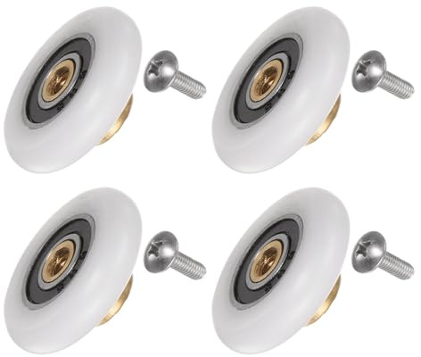 QUARKZMAN Rotella per Porta Doccia 25mm di Diametro Ricambio per Porta in Vetro Del Bagno, Rotella per Porta Doccia Scorrevole, (1 Set 4pz)