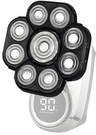 Rasoir électrique pour homme, tondeuse à 9 têtes, rasoir électrique double humide et sec, rasoir rotatif sans fil avec tête de coupe jetable, petits rasoirs rotatifs rechargeables pour homme, barbe et