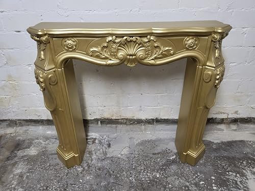 Kaminumrandung Kaminverkleidung Rokoko goldfarben Kamin Umrandung Breite115cm Farbe: Gold