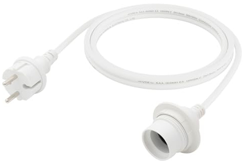 FIRMERST Wasserdichte Lampenfassung E27 mit Kabel Outdoor 2,5m Weiß