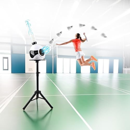 Eastnmythet Automatische Federball-Pitching-Maschine, Indoor-Fitness-Badminton-Trainingsmaschine für Jugendliche und Kinder, Badminton-Trainer-Roboter