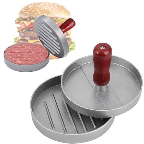 vcsjw Hamburgerpresse,Burgerpresse,Smash Burgerpresse,Aluminium Burger Patty Presse,Patty Maker,Burger Pattie Presse,Smashed Burger Presse für Hamburger Patties BBQ - 12cm,Mit Antihaftbeschichtung