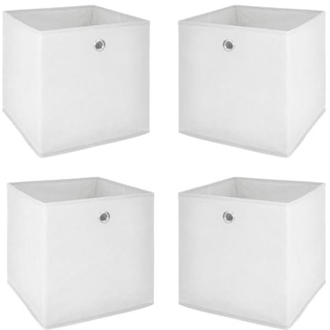 Möbel Akut Faltbox 4er Set in weiß, Aufbewahrungsbox für Raumteiler oder Regale