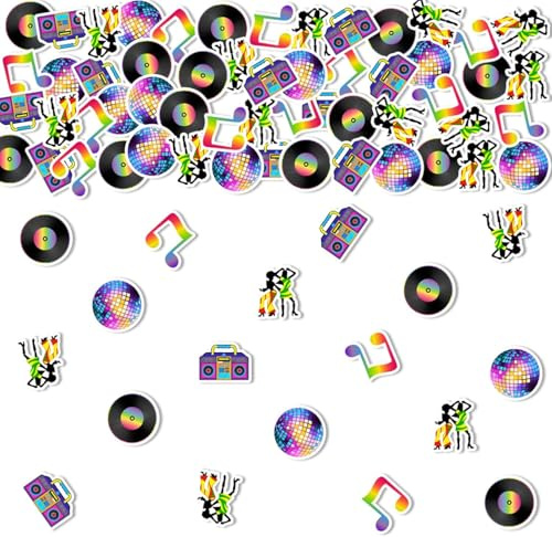 Kreatwow 200 st disco konfetti disco festdekoration disco fest bordsdekor disco dans natt disco feber fest tillbaka till 70-talet 80-talet musikskiva neon natt födelsedag möhippa möhippa dekor