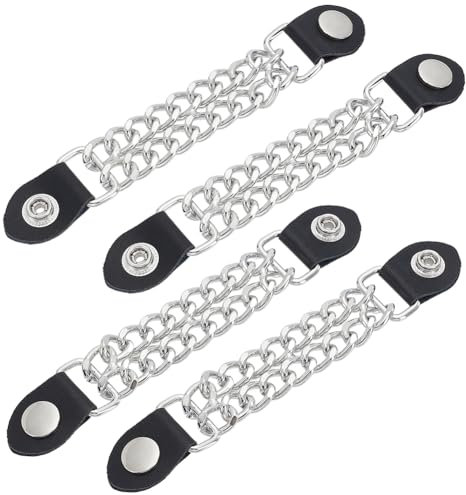 FINGERINSPIRE 4 extensores de chaleco de doble cadena negra de 175 mm, cadena de extensión de chaleco de motocicleta, extensor de chaleco de motocicleta, extensor de chaleco de piel sintética de