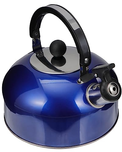 LALADEFIEE Bouilloire Sifflante 2l en Acier Inoxydable Solide, Compatible Cuisinière Induction et Gaz, Couleur Bleu Foncé, Résistance Thermique Élevée, Usage Domestique et Bureau