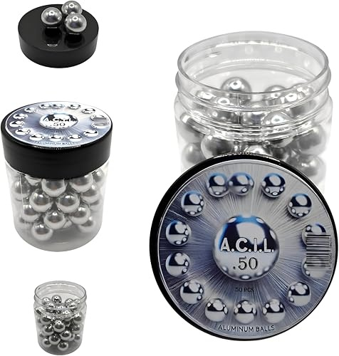 Bolas de aluminio en 50 calibres, bolas de pintura sin costuras sólidas para alto impacto, entrenamiento, práctica de objetivo y defensa, 50 calibres. (50 unidades)