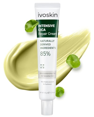 IVOSKIN Cica Redness Relief Treatment Cream, Soothing & Hydrating Green Correcting Moisturizer with Madecassoside, Helps Repair Skin Barrier for Sensitive Skin, Vegan, Korean Skincare (1.76oz / 50g)