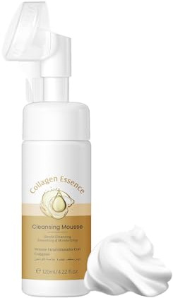 Mousse detergente al collagene con estratto di riso 120 ml Detergente viso Restringe i pori Cura della pelle rinfrescante Schiuma detergente morbida Delicata levigante e idratante