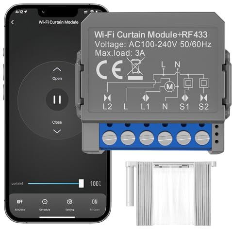 WIYETY - Set di controllo radio per tapparelle, interruttore radio per tapparelle WIFI + RF, funziona con Alexa Google Home, interruttore per tapparelle, tapparelle