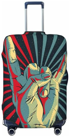 Housse de protection pour valise, motif rock and roll, lavable, anti-rayures, Noir , XL